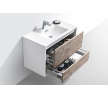 База под раковину Alessia 900 подвесная, 2 выкатных ящика из алюминия с механизмами Push open, N.Wood + L.White